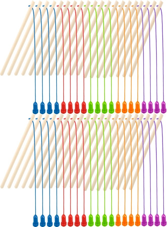 Feradny 40 Pcs Magnetic Fishing Rod Wooden Magnetic Fishing Poles Mini Fishing Pole Toys for Preschool Girl Boy Pool Activity Accessory (Color Set 2) - Image 1